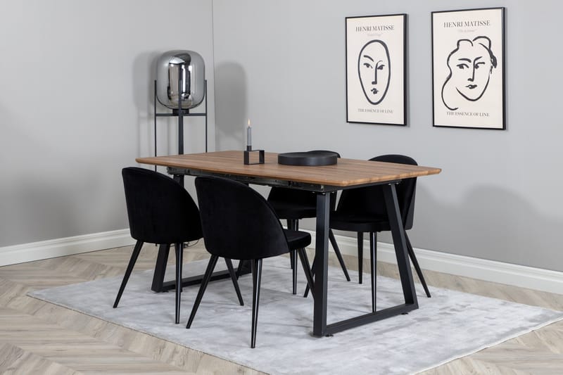 Inca Matgrupp 160 cm Rektangulär med 4 Velvet stolar - Möbler - Matplats - Matgrupp & matbord med stolar