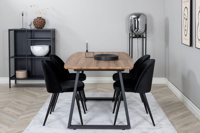 Inca Matgrupp 160 cm Rektangulär med 4 Velvet stolar - Möbler - Matplats - Matgrupp & matbord med stolar