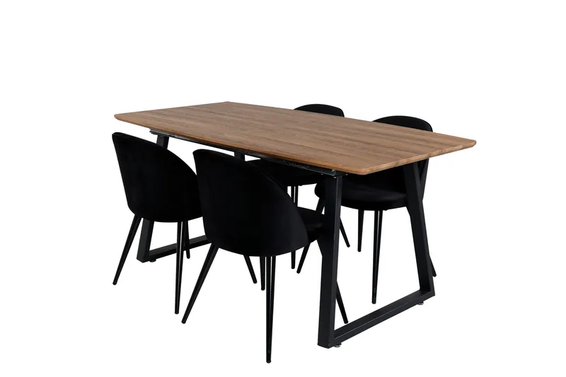 Inca Matgrupp 160 cm Rektangulär med 4 Velvet stolar - Möbler - Matplats - Matgrupp & matbord med stolar