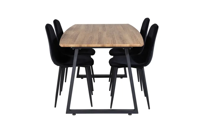 Inca Matgrupp 160 cm Rektangulär med 4 Polar stolar - Svart - Möbler - Matplats - Matgrupp & matbord med stolar