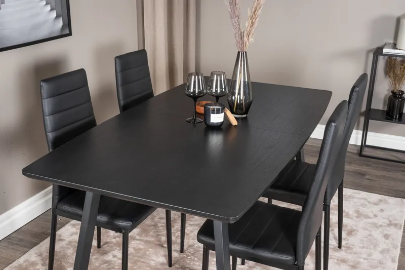Inca Matgrupp Förlängningsbar 160 cm Rektangulär med 4 Slim stolar - Möbler - Matplats - Matgrupp & matbord med stolar