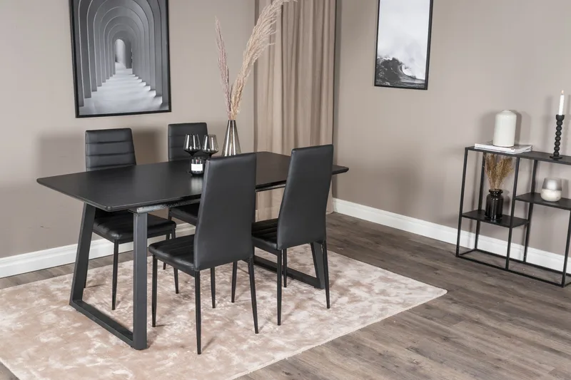 Inca Matgrupp Förlängningsbar 160 cm Rektangulär med 4 Slim stolar - Möbler - Matplats - Matgrupp & matbord med stolar