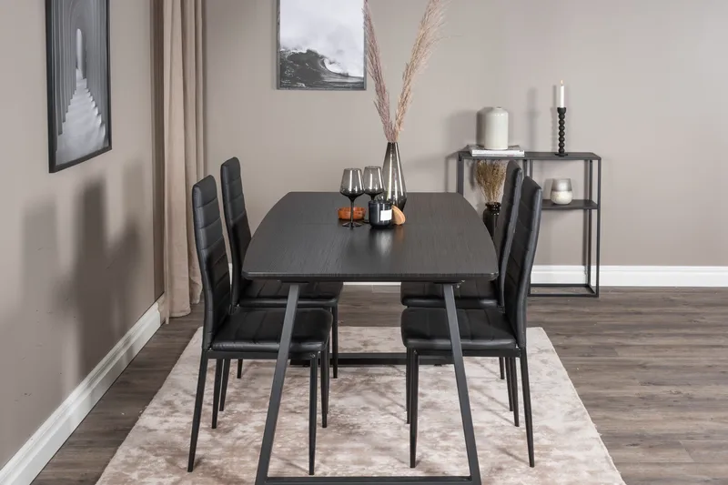 Inca Matgrupp Förlängningsbar 160 cm Rektangulär med 4 Slim stolar - Möbler - Matplats - Matgrupp & matbord med stolar