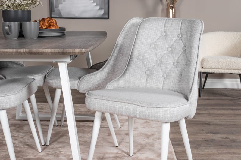 Inca Matgrupp Förlängningsbar 160 cm Rektangulär med 4 Velvet Deluxe stolar - Ljusgrå - Möbler - Matplats - Matgrupp & matbord med stolar