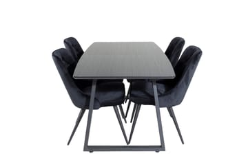 Inca Matgrupp Förlängningsbar 160 cm Rektangulär med 4 Velvet Deluxe stolar