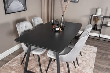 Inca Matgrupp Förlängningsbar 160 cm Rektangulär med 4 Velvet Deluxe stolar - Svart/Ljusgrå - Möbler - Matplats - Matgrupp & matbord med stolar