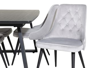 Inca Matgrupp Förlängningsbar 160 cm Rektangulär med 4 Velvet Deluxe stolar - Svart/Ljusgrå - Möbler - Matplats - Matgrupp & matbord med stolar