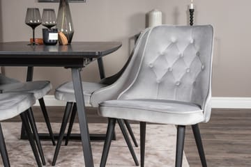 Inca Matgrupp Förlängningsbar 160 cm Rektangulär med 4 Velvet Deluxe stolar - Svart/Ljusgrå - Möbler - Matplats - Matgrupp & matbord med stolar