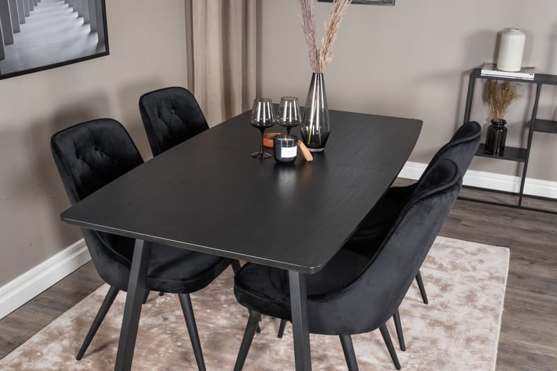 Inca Matgrupp Förlängningsbar 160 cm Rektangulär med 4 Velvet Deluxe stolar - Möbler - Matplats - Matgrupp & matbord med stolar
