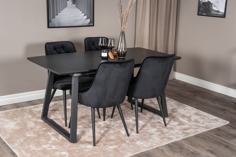 Inca Matgrupp Förlängningsbar 160 cm Rektangulär med 4 Velvet Deluxe stolar - Möbler - Matplats - Matgrupp & matbord med stolar