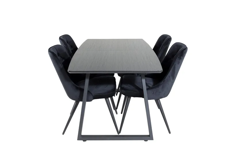 Inca Matgrupp Förlängningsbar 160 cm Rektangulär med 4 Velvet Deluxe stolar
