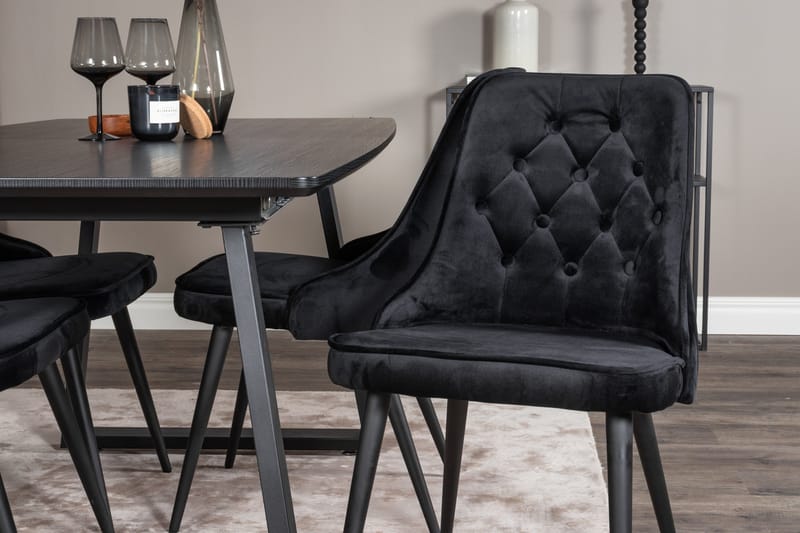 Inca Matgrupp Förlängningsbar 160 cm Rektangulär med 4 Velvet Deluxe stolar - Möbler - Matplats - Matgrupp & matbord med stolar