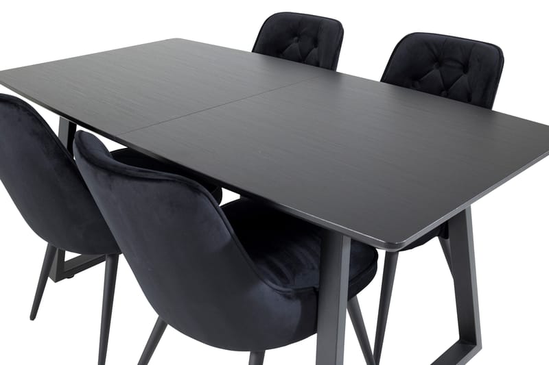 Inca Matgrupp Förlängningsbar 160 cm Rektangulär med 4 Velvet Deluxe stolar - Möbler - Matplats - Matgrupp & matbord med stolar