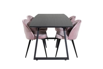 Inca Matgrupp Förlängningsbar 160 cm Rektangulär med 4 Velvet stolar