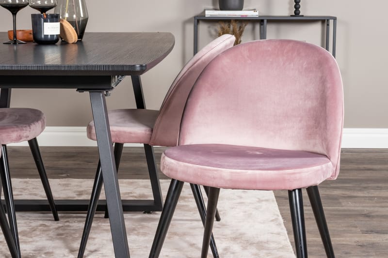 Inca Matgrupp Förlängningsbar 160 cm Rektangulär med 4 Velvet stolar - Möbler - Matplats - Matgrupp & matbord med stolar