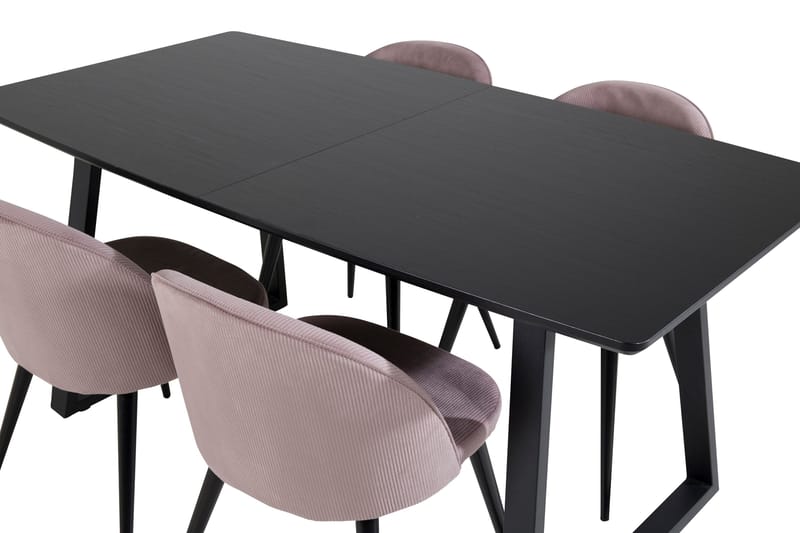 Inca Matgrupp Förlängningsbar 160 cm Rektangulär med 4 Velvet stolar - Möbler - Matplats - Matgrupp & matbord med stolar