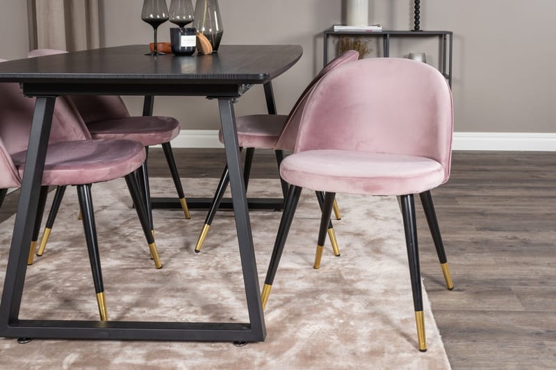 Inca Matgrupp Förlängningsbar 160 cm Rektangulär med 4 Velvet stolar - Möbler - Matplats - Matgrupp & matbord med stolar