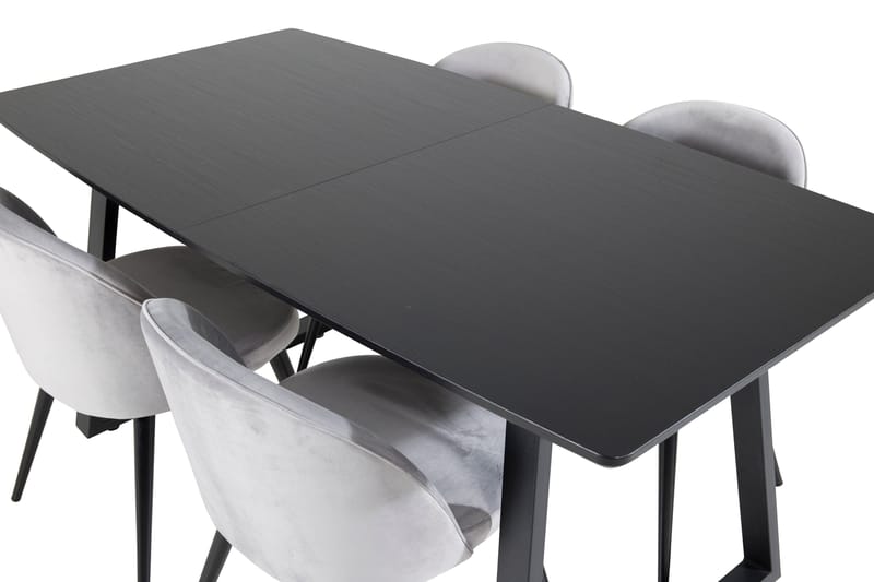 Inca Matgrupp Förlängningsbar 160 cm Rektangulär med 4 Velvet stolar - Möbler - Matplats - Matgrupp & matbord med stolar