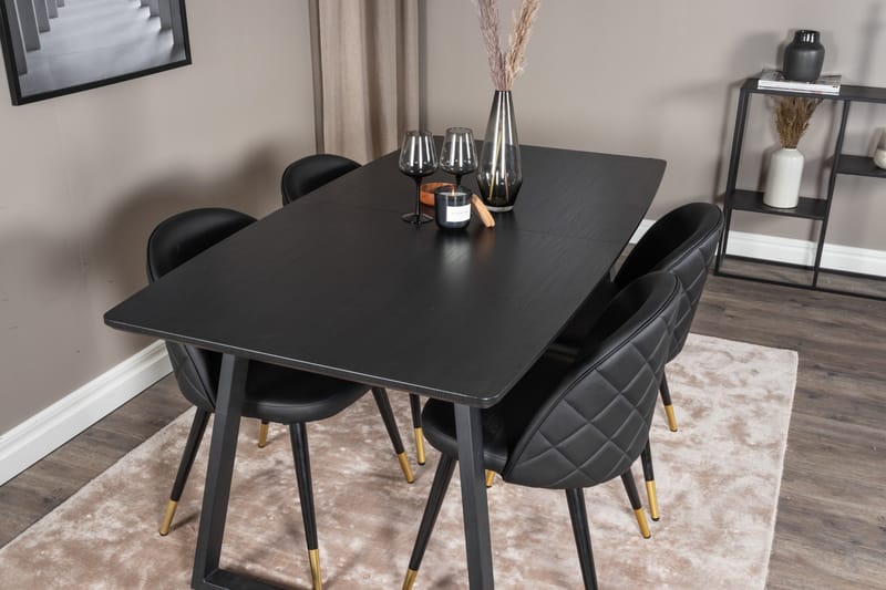 Inca Matgrupp Förlängningsbar 160 cm Rektangulär med 4 Velvet stolar - Möbler - Matplats - Matgrupp & matbord med stolar