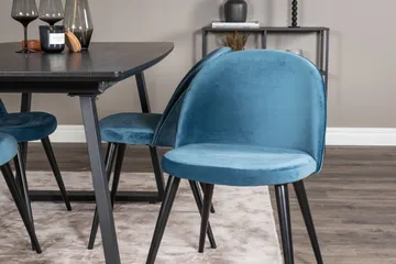 Inca Matgrupp Förlängningsbar 160 cm Rektangulär med 4 Velvet stolar - Möbler - Matplats - Matgrupp & matbord med stolar