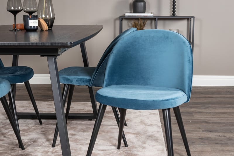 Inca Matgrupp Förlängningsbar 160 cm Rektangulär med 4 Velvet stolar - Möbler - Matplats - Matgrupp & matbord med stolar