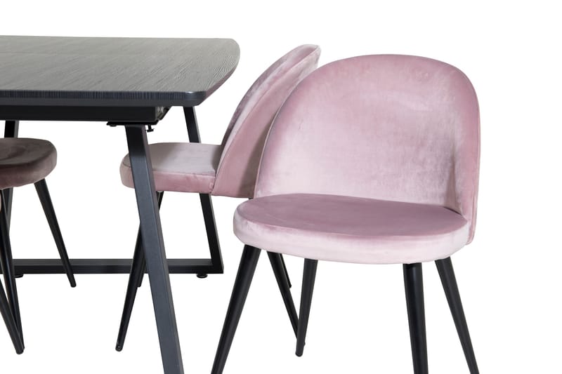Inca Matgrupp Förlängningsbar 160 cm Rektangulär med 4 Velvet stolar - Möbler - Matplats - Matgrupp & matbord med stolar