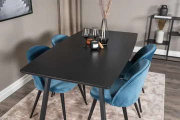 Inca Matgrupp Förlängningsbar 160 cm Rektangulär med 4 Velvet stolar - Möbler - Matplats - Matgrupp & matbord med stolar