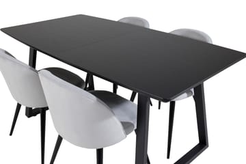 Inca Matgrupp Förlängningsbar 160 cm Rektangulär med 4 Velvet stolar - Möbler - Matplats - Matgrupp & matbord med stolar