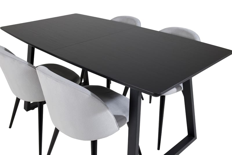 Inca Matgrupp Förlängningsbar 160 cm Rektangulär med 4 Velvet stolar - Möbler - Matplats - Matgrupp & matbord med stolar