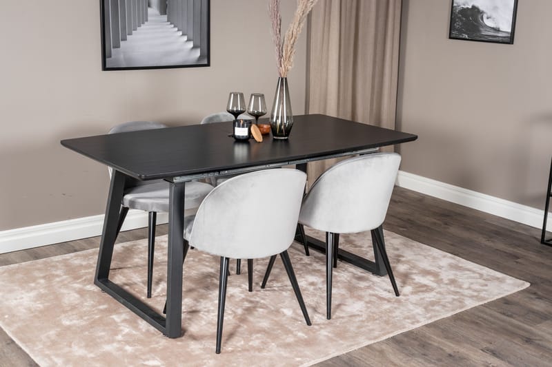 Inca Matgrupp Förlängningsbar 160 cm Rektangulär med 4 Velvet stolar - Möbler - Matplats - Matgrupp & matbord med stolar
