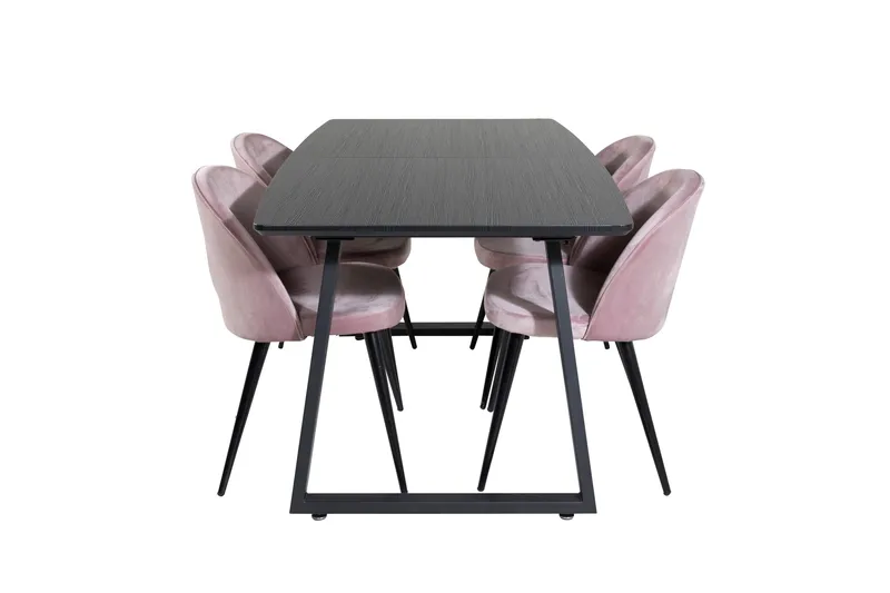 Inca Matgrupp Förlängningsbar 160 cm Rektangulär med 4 Velvet stolar