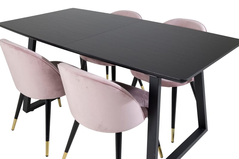 Inca Matgrupp Förlängningsbar 160 cm Rektangulär med 4 Velvet stolar - Möbler - Matplats - Matgrupp & matbord med stolar