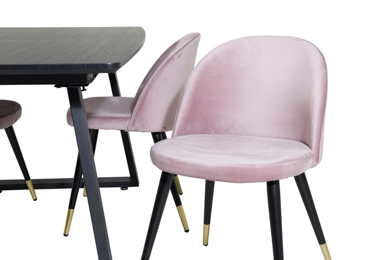 Inca Matgrupp Förlängningsbar 160 cm Rektangulär med 4 Velvet stolar - Möbler - Matplats - Matgrupp & matbord med stolar