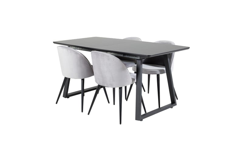 Inca Matgrupp Förlängningsbar 160 cm Rektangulär med 4 Velvet stolar - Möbler - Matplats - Matgrupp & matbord med stolar