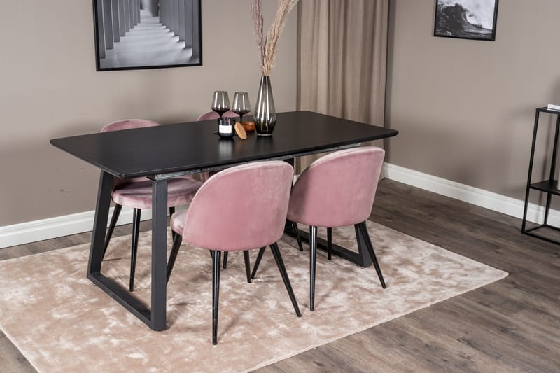 Inca Matgrupp Förlängningsbar 160 cm Rektangulär med 4 Velvet stolar - Möbler - Matplats - Matgrupp & matbord med stolar