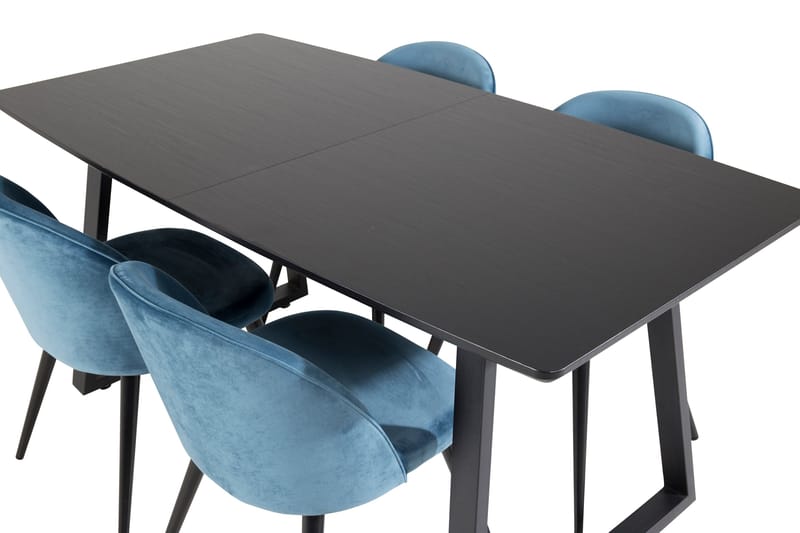 Inca Matgrupp Förlängningsbar 160 cm Rektangulär med 4 Velvet stolar - Möbler - Matplats - Matgrupp & matbord med stolar