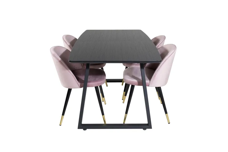 Inca Matgrupp Förlängningsbar 160 cm Rektangulär med 4 Velvet stolar
