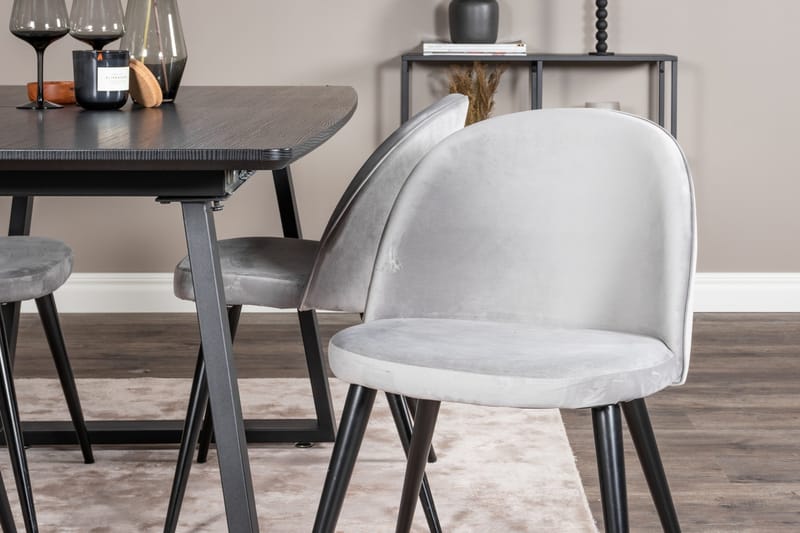 Inca Matgrupp Förlängningsbar 160 cm Rektangulär med 4 Velvet stolar - Möbler - Matplats - Matgrupp & matbord med stolar