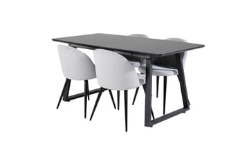 Inca Matgrupp Förlängningsbar 160 cm Rektangulär med 4 Velvet stolar - Möbler - Matplats - Matgrupp & matbord med stolar