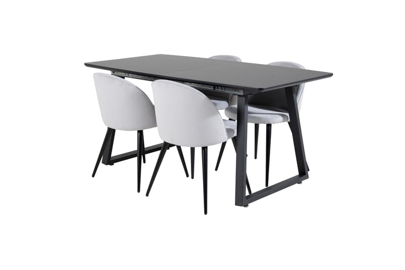 Inca Matgrupp Förlängningsbar 160 cm Rektangulär med 4 Velvet stolar - Möbler - Matplats - Matgrupp & matbord med stolar