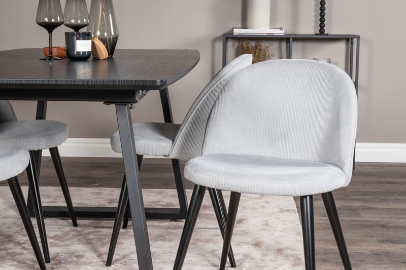 Inca Matgrupp Förlängningsbar 160 cm Rektangulär med 4 Velvet stolar - Möbler - Matplats - Matgrupp & matbord med stolar