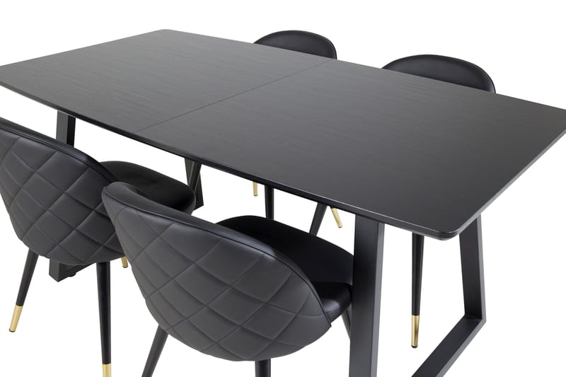 Inca Matgrupp Förlängningsbar 160 cm Rektangulär med 4 Velvet stolar - Möbler - Matplats - Matgrupp & matbord med stolar