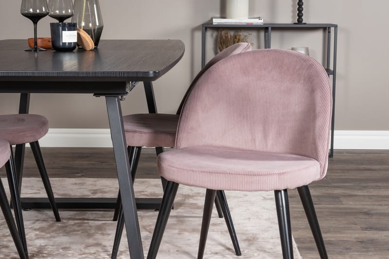 Inca Matgrupp Förlängningsbar 160 cm Rektangulär med 4 Velvet stolar - Möbler - Matplats - Matgrupp & matbord med stolar