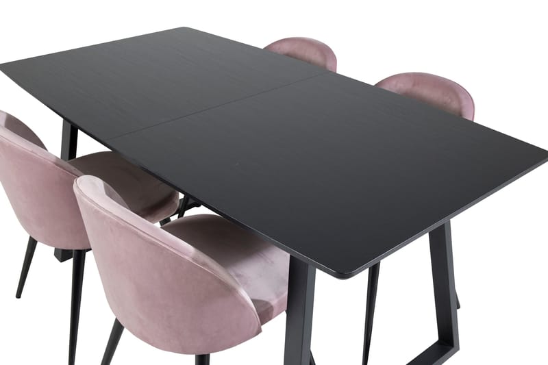 Inca Matgrupp Förlängningsbar 160 cm Rektangulär med 4 Velvet stolar - Möbler - Matplats - Matgrupp & matbord med stolar