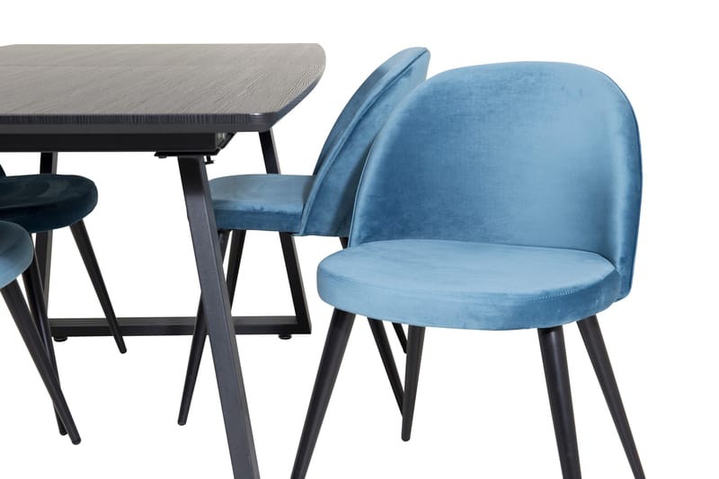 Inca Matgrupp Förlängningsbar 160 cm Rektangulär med 4 Velvet stolar - Möbler - Matplats - Matgrupp & matbord med stolar