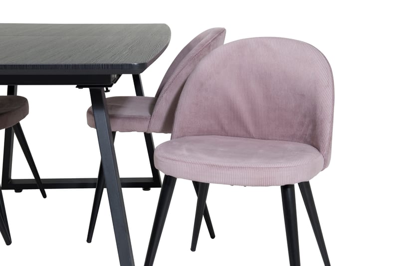 Inca Matgrupp Förlängningsbar 160 cm Rektangulär med 4 Velvet stolar - Möbler - Matplats - Matgrupp & matbord med stolar