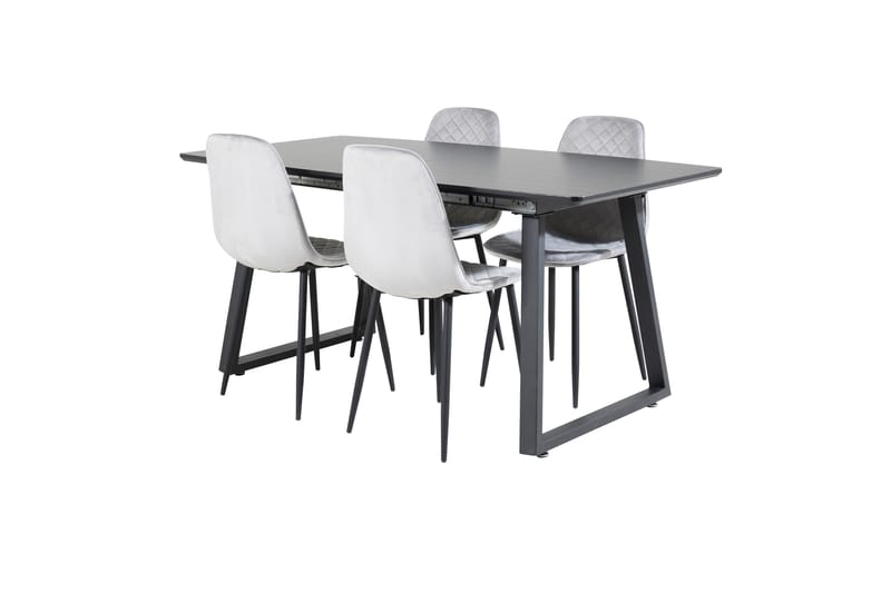 Inca Matgrupp F�örlängningsbar 160 cm Rektangulär med 4 Polar stolar - Svart - Möbler - Matplats - Matgrupp & matbord med stolar