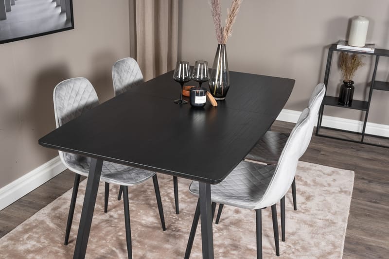 Inca Matgrupp Förlängningsbar 160 cm Rektangulär med 4 Polar stolar - Svart - Möbler - Matplats - Matgrupp & matbord med stolar