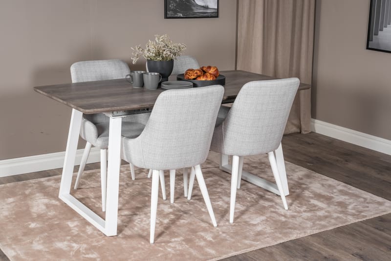 Inca Matgrupp Förlängningsbar 160 cm Rektangulär med 4 Plaza stolar - Grå - Möbler - Matplats - Matgrupp & matbord med stolar
