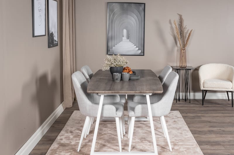 Inca Matgrupp Förlängningsbar 160 cm Rektangulär med 4 Plaza stolar - Grå - Möbler - Matplats - Matgrupp & matbord med stolar